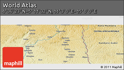 Physical Panoramic Map of the Area around 4° 53' 57" N, 14° 31' 30" E