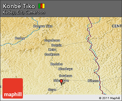 Physical Panoramic Map of Konbé Tiko