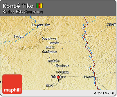 Physical Panoramic Map of Konbé Tiko