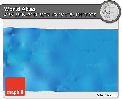 Physical 3D Map of the Area around 4° 53' 57" N, 150° 31' 30" E