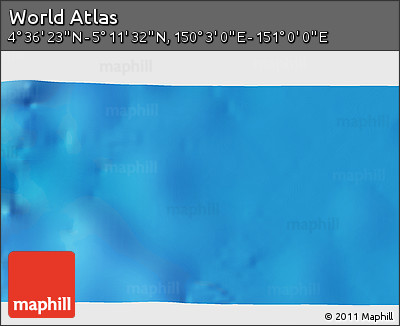 Physical 3D Map of the Area around 4° 53' 57" N, 150° 31' 30" E