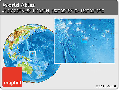 Physical Location Map of the Area around 4° 53' 57" N, 153° 4' 29" E