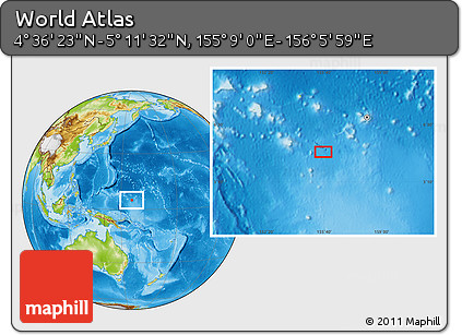 Physical Location Map of the Area around 4° 53' 57" N, 155° 37' 30" E