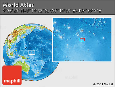 Physical Location Map of the Area around 4° 53' 57" N, 158° 10' 30" E