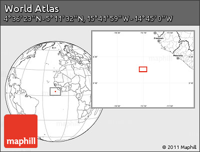 Blank Location Map of the Area around 4° 53' 57" N, 15° 13' 29" W