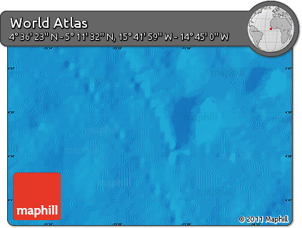 Physical Map of the Area around 4° 53' 57" N, 15° 13' 29" W
