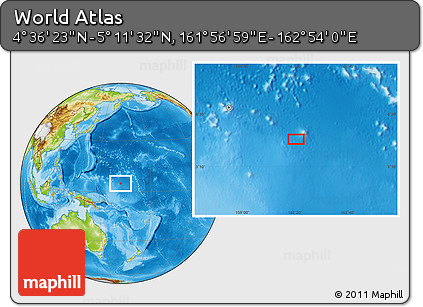 Physical Location Map of the Area around 4° 53' 57" N, 162° 25' 30" E
