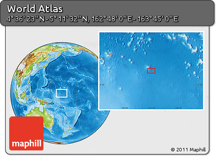 Physical Location Map of the Area around 4° 53' 57" N, 163° 16' 30" E