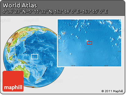 Physical Location Map of the Area around 4° 53' 57" N, 163° 16' 30" E