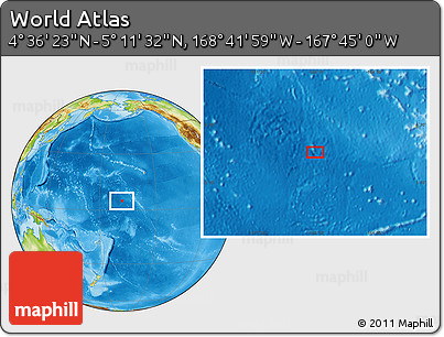 Physical Location Map of the Area around 4° 53' 57" N, 168° 13' 29" W