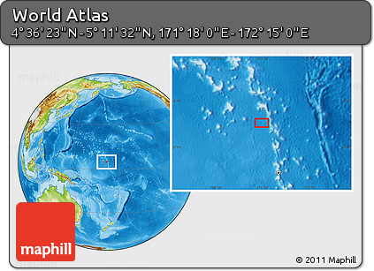 Physical Location Map of the Area around 4° 53' 57" N, 171° 46' 30" E