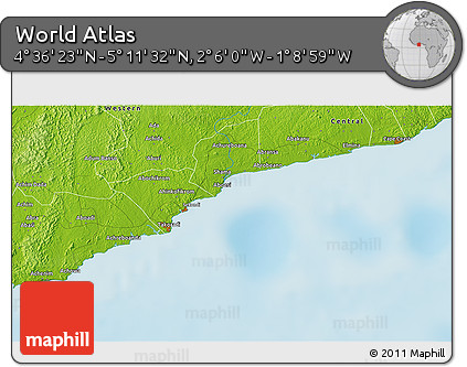 Physical 3D Map of the Area around 4°&nbsp;53'&nbsp;57"&nbsp;N,&nbsp;1°&nbsp;37'&nbsp;30"&nbsp;W