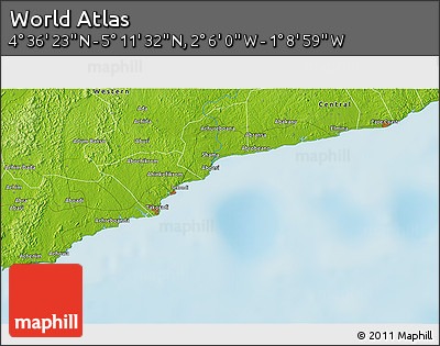 Physical 3D Map of the Area around 4°&nbsp;53'&nbsp;57"&nbsp;N,&nbsp;1°&nbsp;37'&nbsp;30"&nbsp;W