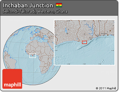 Gray Location Map of Inchaban Junction, hill shading