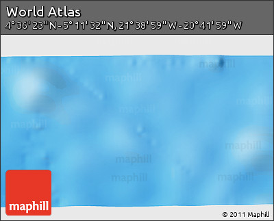 Shaded Relief 3D Map of the Area around 4° 53' 57" N, 21° 10' 29" W
