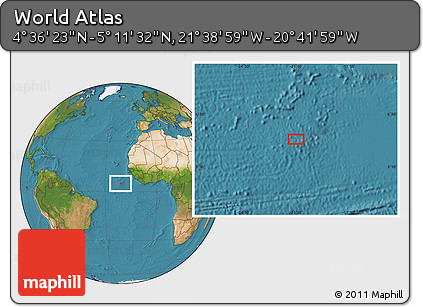 Satellite Location Map of the Area around 4° 53' 57" N, 21° 10' 29" W