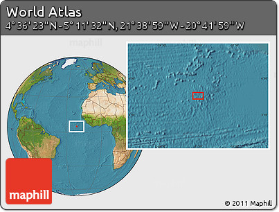 Satellite Location Map of the Area around 4° 53' 57" N, 21° 10' 29" W