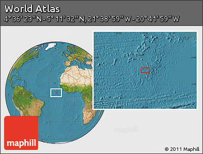 Satellite Location Map of the Area around 4° 53' 57" N, 21° 10' 29" W