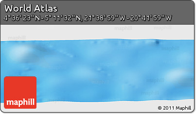 Physical Panoramic Map of the Area around 4° 53' 57" N, 21° 10' 29" W