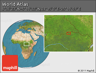 Satellite Location Map of the Area around 4° 53' 57" N, 24° 43' 30" E