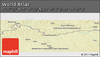Physical Panoramic Map of the Area around 4° 53' 57" N, 24° 43' 30" E