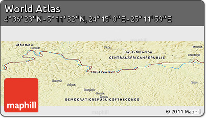 Physical Panoramic Map of the Area around 4° 53' 57" N, 24° 43' 30" E