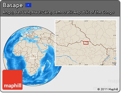 Shaded Relief Location Map of Basape