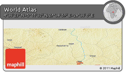Physical Panoramic Map of the Area around 4° 53' 57" N, 28° 7' 30" E