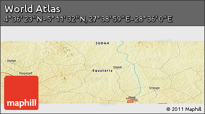 Physical Panoramic Map of the Area around 4° 53' 57" N, 28° 7' 30" E