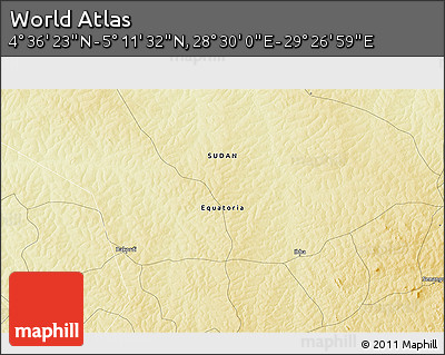Physical 3D Map of the Area around 4° 53' 57" N, 28° 58' 30" E