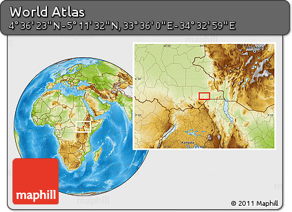 Physical Location Map of the Area around 4° 53' 57" N, 34° 4' 30" E