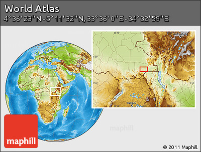 Physical Location Map of the Area around 4° 53' 57" N, 34° 4' 30" E