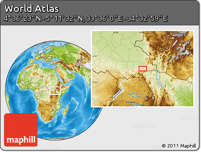 Physical Location Map of the Area around 4° 53' 57" N, 34° 4' 30" E