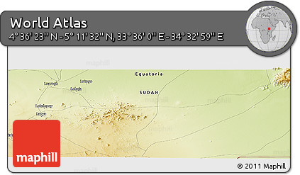 Physical Panoramic Map of the Area around 4° 53' 57" N, 34° 4' 30" E