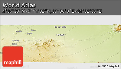 Physical Panoramic Map of the Area around 4° 53' 57" N, 34° 4' 30" E