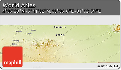 Physical Panoramic Map of the Area around 4° 53' 57" N, 34° 4' 30" E