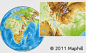 Physical Location Map of the area around 4° 53' 57" N, 38° 19' 30" E
