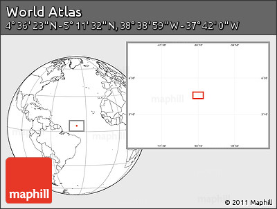 Blank Location Map of the Area around 4° 53' 57" N, 38° 10' 29" W