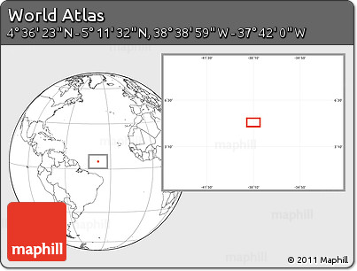 Blank Location Map of the Area around 4° 53' 57" N, 38° 10' 29" W