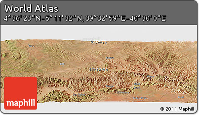 Satellite Panoramic Map of the Area around 4° 53' 57" N, 40° 1' 29" E