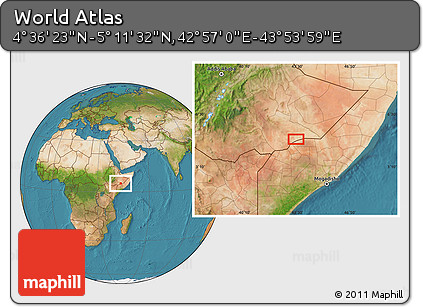 Satellite Location Map of the Area around 4° 53' 57" N, 43° 25' 29" E