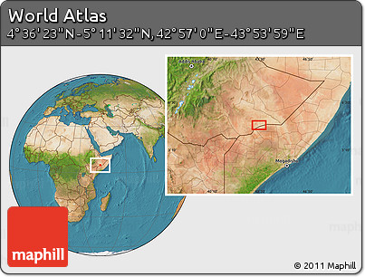 Satellite Location Map of the Area around 4° 53' 57" N, 43° 25' 29" E