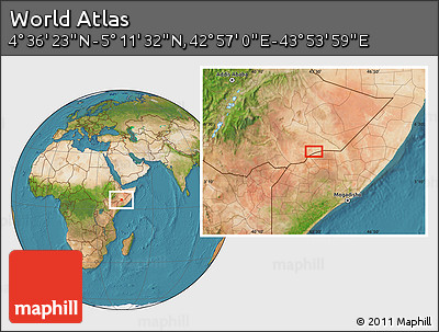 Satellite Location Map of the Area around 4° 53' 57" N, 43° 25' 29" E