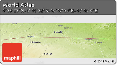 Physical Panoramic Map of the Area around 4° 53' 57" N, 44° 16' 29" E