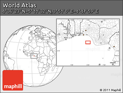 Blank Location Map of the Area around 4° 53' 57" N, 4° 19' 30" E