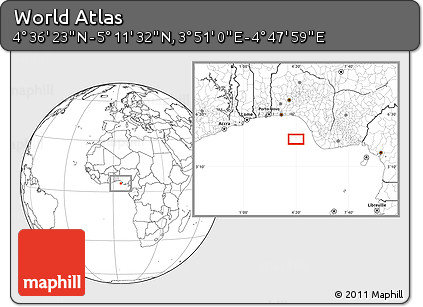 Blank Location Map of the Area around 4° 53' 57" N, 4° 19' 30" E
