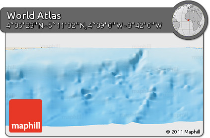 Shaded Relief Panoramic Map of the Area around 4° 53' 57" N, 4° 10' 30" W