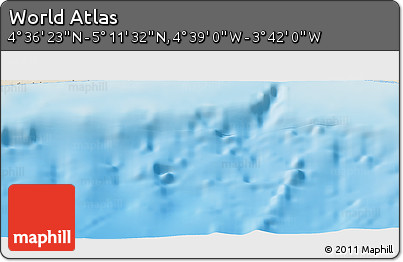Shaded Relief Panoramic Map of the Area around 4° 53' 57" N, 4° 10' 30" W