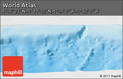 Shaded Relief Panoramic Map of the Area around 4° 53' 57" N, 4° 10' 30" W