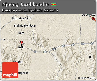Shaded Relief Map of Njoeng Jacobkondre